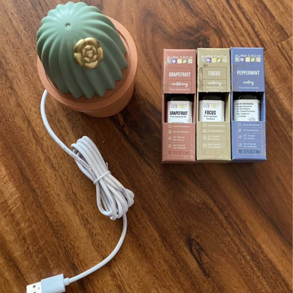 Green Cactus Diffuser with Essential Oils